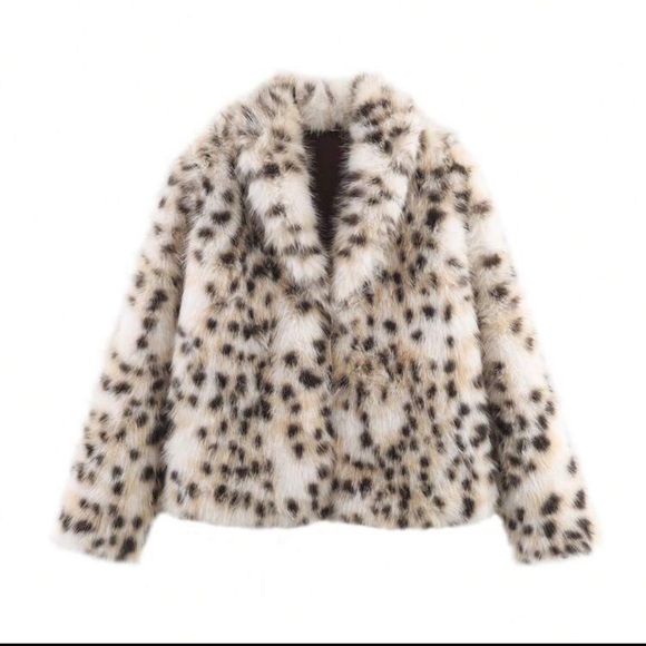 Luxury vintage style faux fur leopard fur coat gray white fur trimmed - Picture 11 of 13